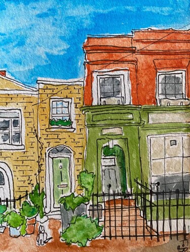Painting titled "croston street" by Frob, Original Artwork, Watercolor