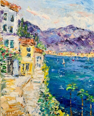 Pintura intitulada "Italian Village by…" por Vilma Gataveckiene, Obras de arte originais, Óleo