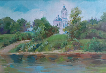 Painting titled "Nature and Architec…" by Mariya Zhakupova, Original Artwork, Acrylic