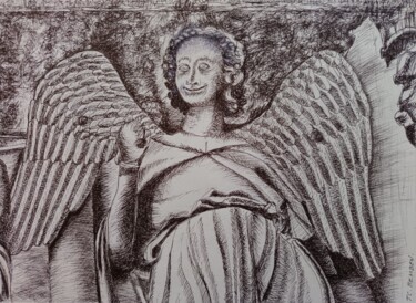 "Cathédrale de Reims…" başlıklı Resim Jean-Claude Bemben tarafından, Orijinal sanat, Mürekkep