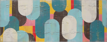 Pintura intitulada "Traffic pink landsc…" por Ronald Hunter, Obras de arte originais, Acrílico Montado em Armação em madeira