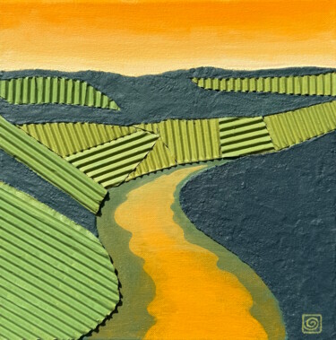 Painting titled "Sunset in the Viney…" by Anni Tait, Original Artwork, Acrylic Mounted on Wood Stretcher frame