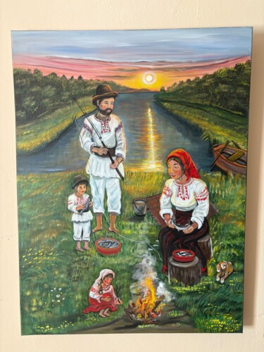 "At the baked pie" başlıklı Tablo Gabriela Rotariu tarafından, Orijinal sanat, Akrilik Ahşap Sedye çerçevesi üzerine monte e…