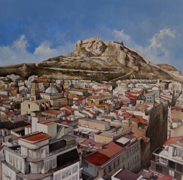 Painting titled "Panorámica de Alica…" by Tomás Castaño, Original Artwork, Oil Mounted on Wood Stretcher frame