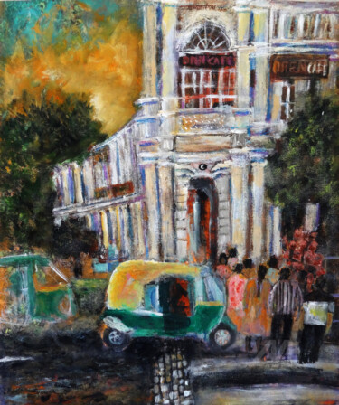 Картина под названием "Connaught Place New…" - Indrani Ghosh, Подлинное произведение искусства, Акрил