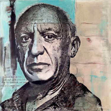 Painting titled "Pablo (Picasso) I" by Pop Art Rebel, Original Artwork, Acrylic Mounted on Wood Stretcher frame