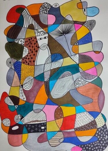 "Abstrakcja Zentangl…" başlıklı Resim Katarzyna Mroczek tarafından, Orijinal sanat, Işaretleyici