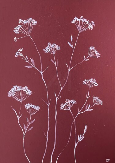 Painting titled "White meadow grass…" by Yulia Nova, Original Artwork, Acrylic