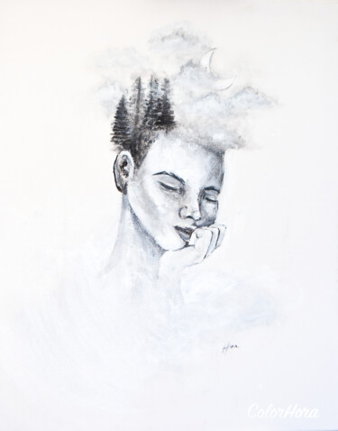 "Sommeil des nuages" başlıklı Tablo Hora tarafından, Orijinal sanat, Akrilik Ahşap Sedye çerçevesi üzerine monte edilmiş