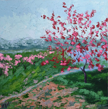 Pintura titulada "Spring in the Mount…" por Zina Vysota, Obra de arte original, Oleo Montado en Cartulina
