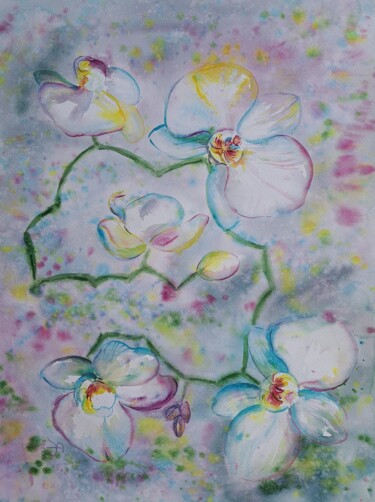 Painting titled "Orchid tenderness" by Yana Bila, Original Artwork, Watercolor