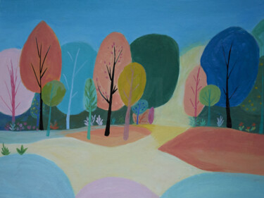 Painting titled "Whimsical Colorful…" by Olya Moose, Original Artwork, Acrylic