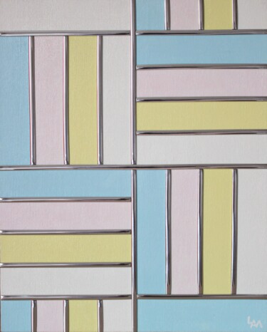 "Pastel Geometric Ab…" başlıklı Tablo Nadezda Dick (Line Art Mood) tarafından, Orijinal sanat, Akrilik Ahşap panel üzerine m…