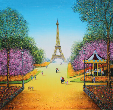 Peinture intitulée "Un été à Paris" par Elika Dessapt, Œuvre d'art originale, Acrylique Monté sur Châssis en bois