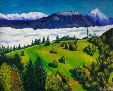 Pintura intitulada "Landscapes 3" por Vinko Hlebs, Obras de arte originais, Óleo Montado em Armação em madeira