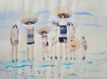"Whimsical Beach Fig…" başlıklı Tablo Olga Sova tarafından, Orijinal sanat, Suluboya