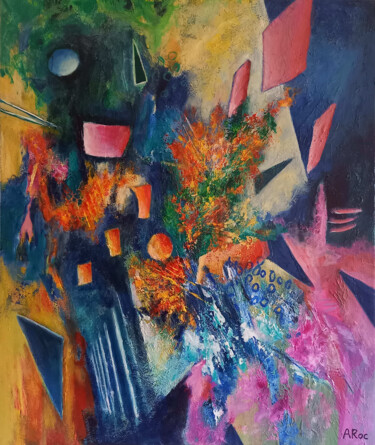 Malarstwo zatytułowany „Vibrations” autorstwa Aurélie Rocheta, Oryginalna praca, Akryl Zamontowany na Drewniana rama noszy