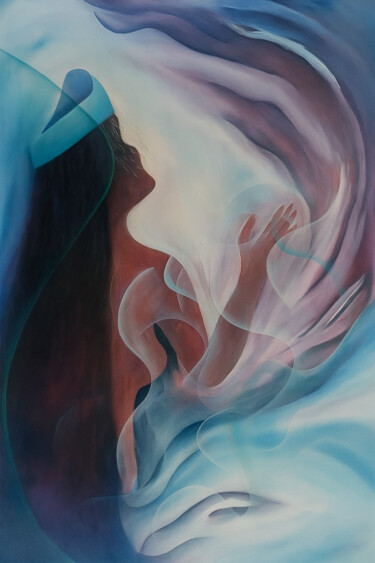 Painting titled "Iemanjá" by Tânia Erance (T.Erance), Original Artwork, Acrylic Mounted on Wood Panel