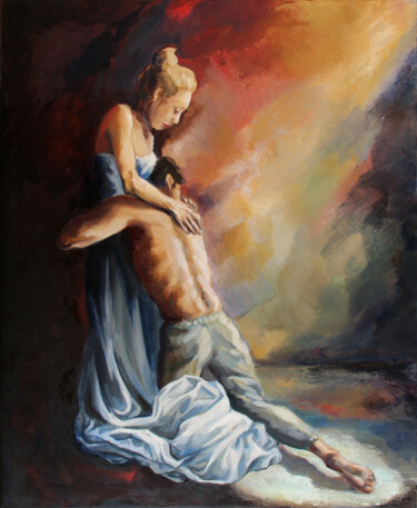 Malarstwo zatytułowany „Emotional Bodies #4” autorstwa Alice Laverty, Oryginalna praca, Olej Zamontowany na Drewniana rama n…