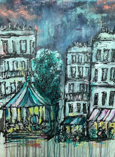 "Carroussel" başlıklı Tablo Emeline Rampon tarafından, Orijinal sanat, Akrilik Ahşap Sedye çerçevesi üzerine monte edilmiş