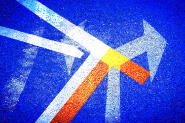 Photography titled "Directions_toile" by Hervé Pezzini, Original Artwork, Manipulated Photography Mounted on Wood Stretcher…