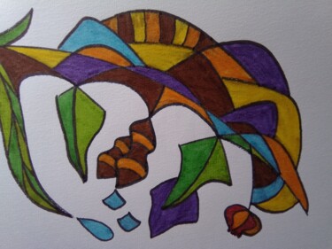 Desenho intitulada "Feuillage" por Djeo, Obras de arte originais, Marcador