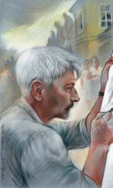 "Artist from Charles…" başlıklı Resim Irene Vlassova tarafından, Orijinal sanat, Kalem