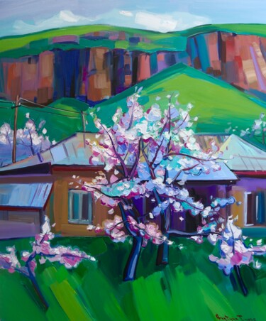 "Spring in village-3" başlıklı Tablo Tigran Avetyan tarafından, Orijinal sanat, Petrol