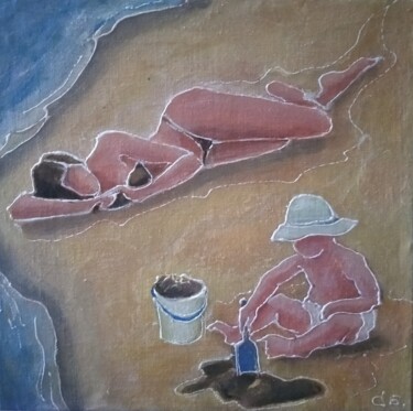 Painting titled "На пляже.." by Sergei Bogoliubov, Original Artwork, Oil