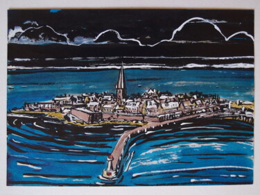 Drawing titled "Saint-Malo vu du ci…" by Yann Hervé, Original Artwork, Ink