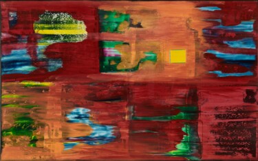 Schilderij getiteld "Yellow Square" door Anova, Origineel Kunstwerk, Acryl Gemonteerd op Frame voor houten brancard