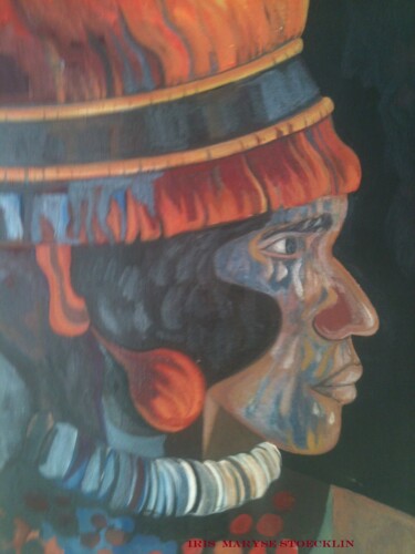 Peinture intitulée "Indien Kamaiura d'A…" par Iris Maryse Stoecklin, Œuvre d'art originale, Acrylique Monté sur Châssis en b…