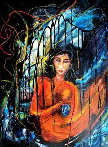 Peinture intitulée "Cycle infini" par Edwige Manon (edman), Œuvre d'art originale, Acrylique Monté sur Châssis en bois