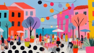 "Festive Street Scene" başlıklı Dijital Sanat Sasha Robinson tarafından, Orijinal sanat, Dijital baskı