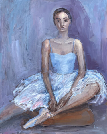 Painting titled "Youth in Pointe Sho…" by Sasha Tovstik, Original Artwork, Oil Mounted on Cardboard