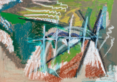 Peinture intitulée "Abstract Green and…" par Evgeniya Minina Zhemi, Œuvre d'art originale, Pastel