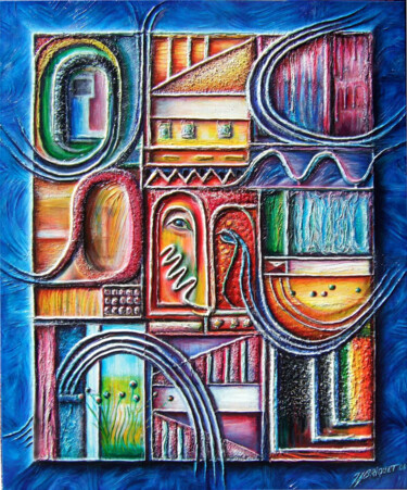 Peinture intitulée ""Ile mystérieuse"" par Jean-Jacques Briquet, Œuvre d'art originale, Acrylique Monté sur artwork_cat.