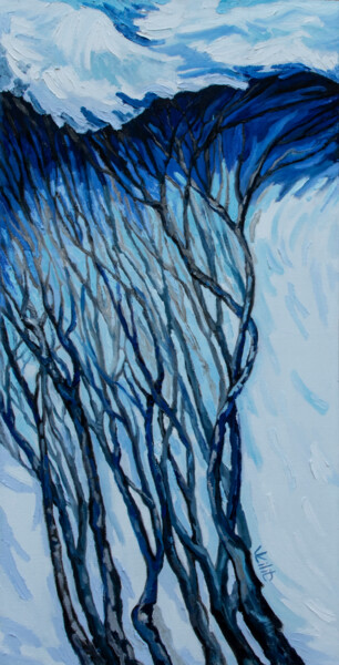 Peinture intitulée "Trees in Blue" par Lilit Vardanyan, Œuvre d'art originale, Huile Monté sur Châssis en bois