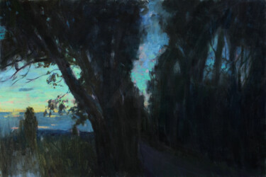 Malarstwo zatytułowany „Landscape "Night is…” autorstwa Alina Korshunkova, Oryginalna praca, Olej Zamontowany na Drewniana r…