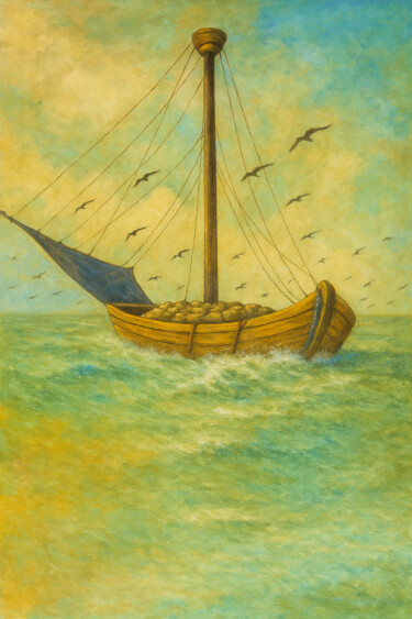 Artes digitais intitulada "Équilibre Océanique…" por Yahya Ahssaini, Obras de arte originais, Pintura digital