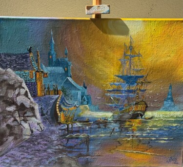 Painting titled "Long-awaited Return" by Lília Zakharova, Original Artwork, Acrylic Mounted on Wood Panel