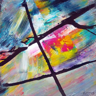 Painting titled "Indigo - Abstractio…" by Davidian Gotis Abstraction Abstraite, Original Artwork, Acrylic Mounted on Wood St…