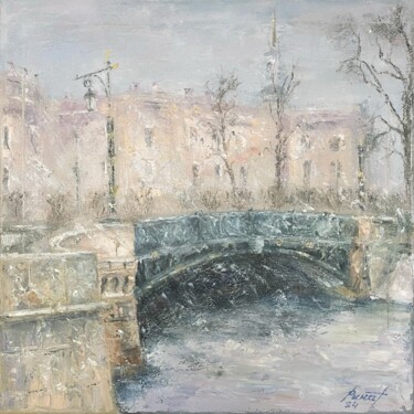Painting titled "Зимний пейзаж Санкт…" by Rinat Habibulin, Original Artwork, Oil