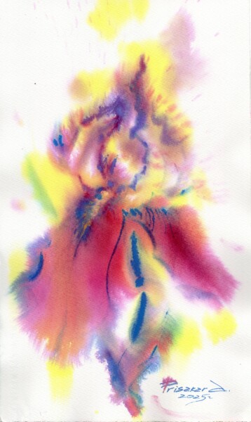 Malerei mit dem Titel "Rainbow iris." von Alla Prisakar., Original-Kunstwerk, Aquarell