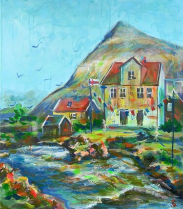 "Faroe Breeze" başlıklı Tablo Soneta Art tarafından, Orijinal sanat, Akrilik Ahşap Sedye çerçevesi üzerine monte edilmiş