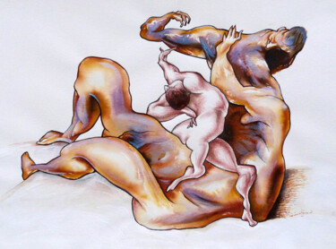 ",,A mother playing…" başlıklı Resim Yo-Ma-Yo tarafından, Orijinal sanat, Akrilik