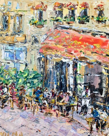 "Paris Cafe Impasto…" başlıklı Tablo Vilma Gataveckiene tarafından, Orijinal sanat, Petrol