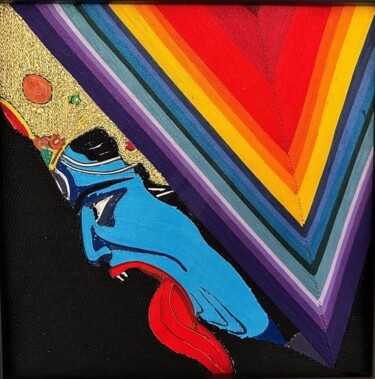 Textilkunst mit dem Titel "TRIÁNGULO INVERTIDO…" von Diego Vicente Vinagre, Original-Kunstwerk, Faden