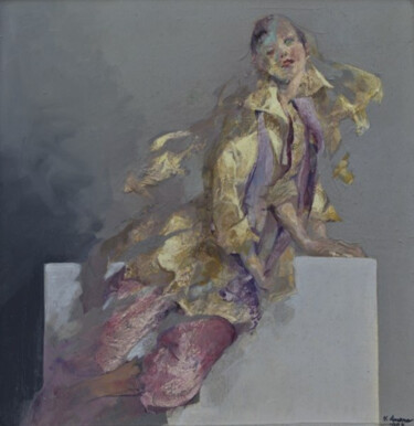 Ζωγραφική με τίτλο "Modella" από Nicola Ancona, Αυθεντικά έργα τέχνης, Λάδι Τοποθετήθηκε στο Ξύλινο πάνελ