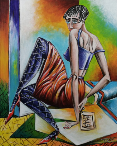 Painting titled "Woman Chillout #M348" by Thomas Lange, Original Artwork, Oil